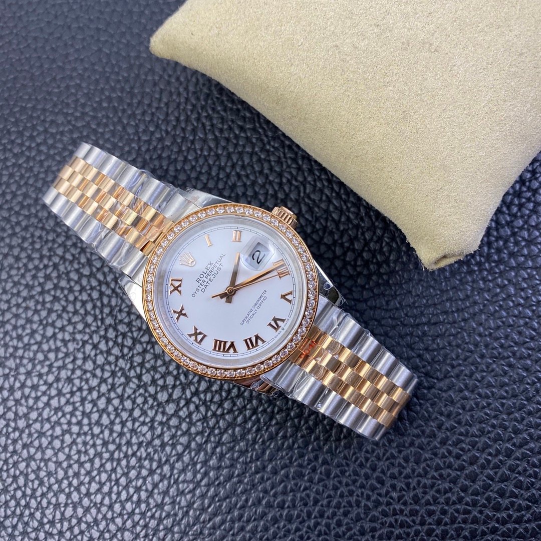 Rolex Rose Gold Log Diamond Ring - Image 5