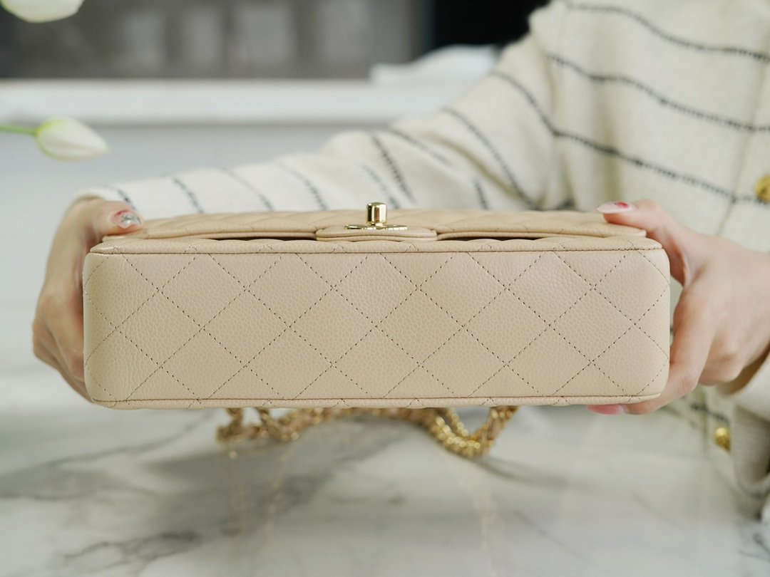 Chanel Genuine Leather Caviar Medium Apricot Color - Image 6