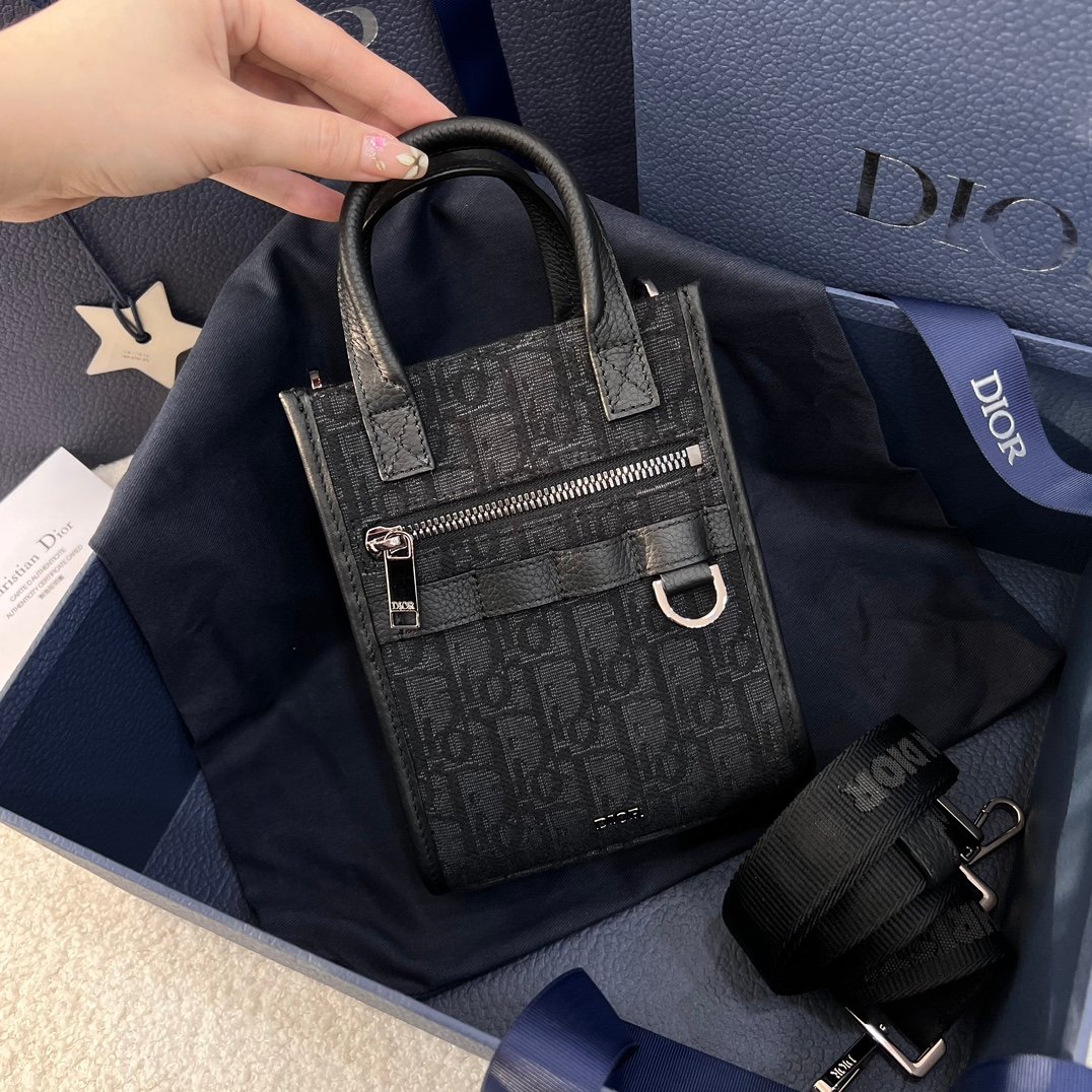 Dior SAFARI NORTH-SOUTH Black Flower Vertical Bag