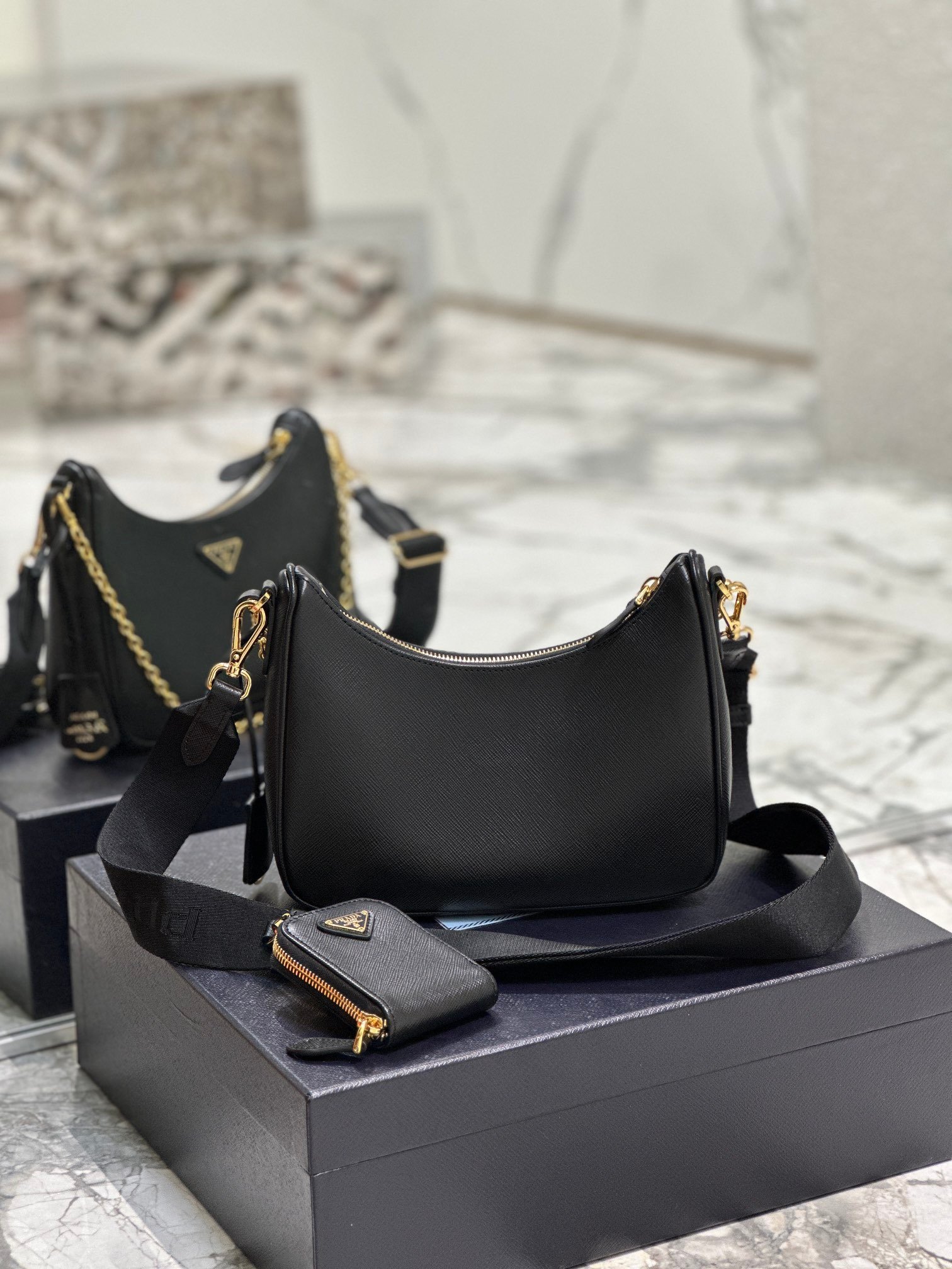 Detachable P Re-Edition 2005 Saffiano Leather Bag - Image 2